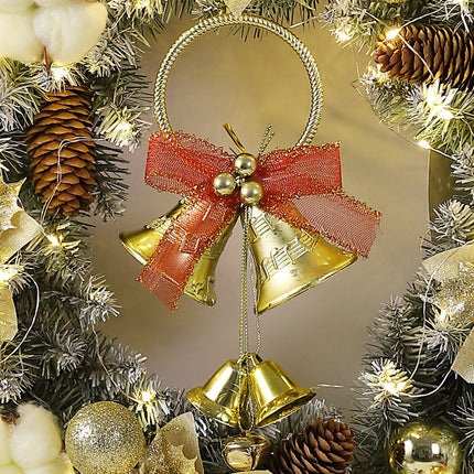 Pre-Lit Christmas Wreath with Warm White LED Lights, Bells & Ornaments – Battery Operated with Timer – Indoor/Outdoor Holiday Decor (16", 20", 24")