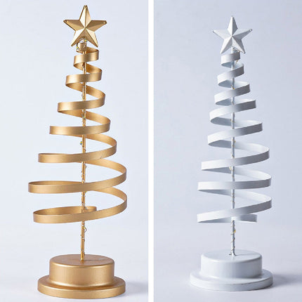 LED Spiral Christmas Tree Table Lamp with Star Top – Warm White Holiday Décor Light