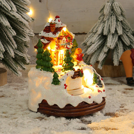 Christmas Snow Village House with LED Lights & Music – Animated Holiday Scene with Rotating Train