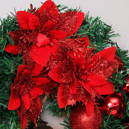 Red Christmas Wreath 16" with LED Lantern – Festive Holiday Decoration for Indoors