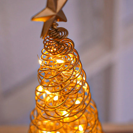 LED Spiral Christmas Tree Table Lamp with Star Top – Warm White Holiday Décor Light