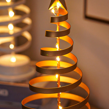 LED Spiral Christmas Tree Table Lamp with Star Top – Warm White Holiday Décor Light