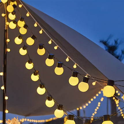 Solar Christmas String Lights for Outdoors 19.7ft – Warm White Waterproof LED Fairy Lights for Patio & Garden