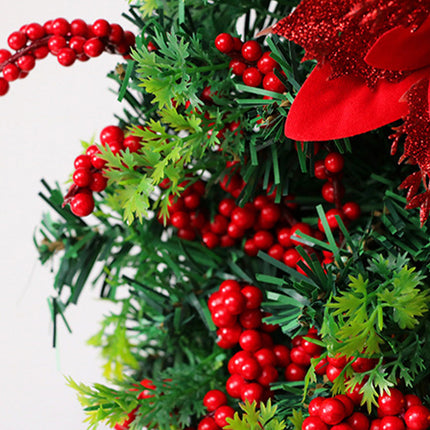 Red Christmas Wreath 16" with LED Lantern – Festive Holiday Decoration for Indoors