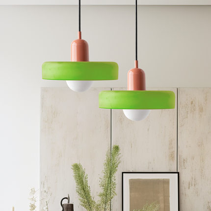 Modern Bauhaus Glass Pendant Light 9.8" – Artistic Colored Glass Hanging Lamp for Dining or Living Room