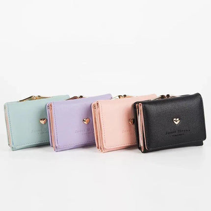 Vintage Kaylee Wallet – Stylish Compact PU Leather Purse with Heart Detail