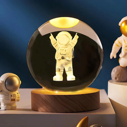 3D Crystal Ball LED Night Light – Warm White USB Lamp with Galaxy Design | Perfect Gift for Space Lovers