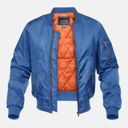 Men's Quilted Bomber Jacket – Relaxed Fit, Padded Lining, Ribbed Collar, Zippered Sleeve & Side Pockets – Casual Winter Outerwear