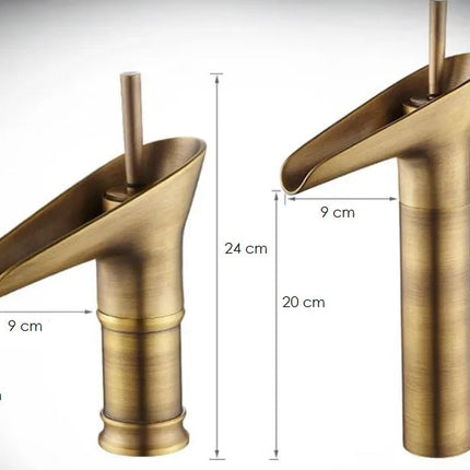Single-Handle Waterfall Faucet 9.4" x 3.5" – Retro-Modern Bathroom Sink Tap