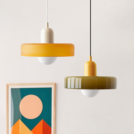 Color-Splash Glass Pendant Light 9.8" º 7.1" / 13.8" º 8.7" – Modern Adjustable Hanging Lamp for Kitchen, Dining & Living Room