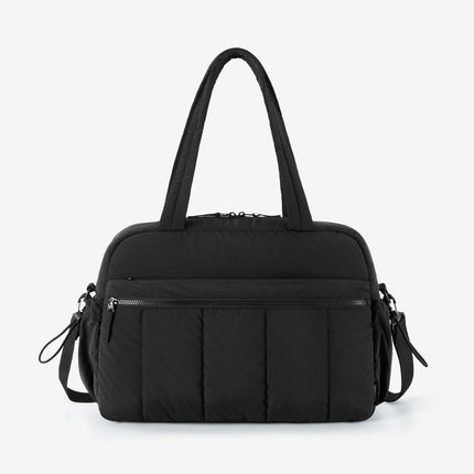 Black Travel Bag for Carry-On – Lightweight & Water-Resistant with Trolley Strap & PVC Pocket