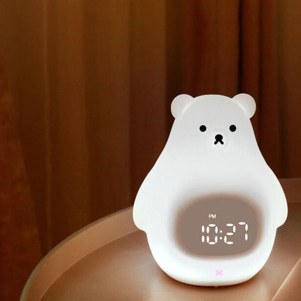 Cute LED Polar Bear Night Light & Alarm Clock – Adorable Bedroom Decor & Functional Desk Lamp