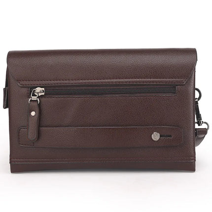 Men's Leather Wristlet Wallet – Multifunctional Clutch with Zippered Pockets