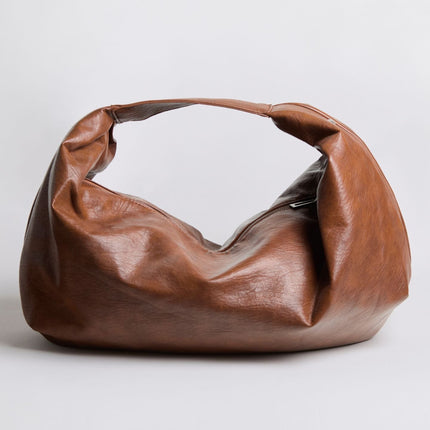 Vegan Leather Soft Hobo Shoulder Bag – Black | Sustainable & Stylish Everyday Tote