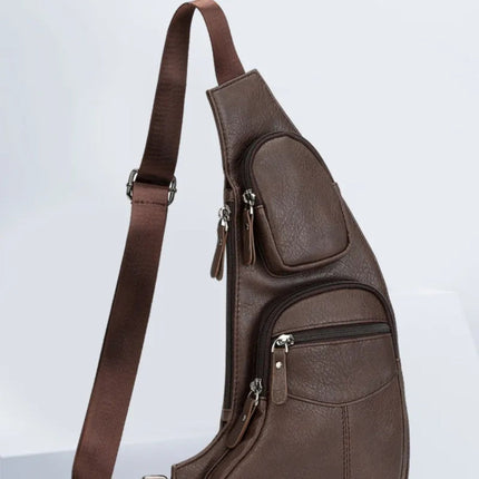 Men’s Crossbody Shoulder Bag – Leather Sling Bag with Multiple Compartments