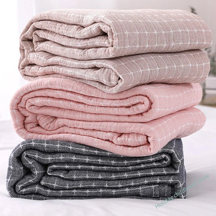 Soft Cotton Throw Blanket with Plaid Pattern – Lightweight, Breathable & Stylish Plaid for Bed and Sofa