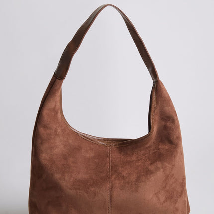 Black Suede Shoulder Bag – Minimalist & Spacious Design
