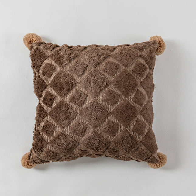 Embroidered Cotton Throw Pillow Cover 18" x 18" – Elegant Neutral Accent for Sofa or Bed