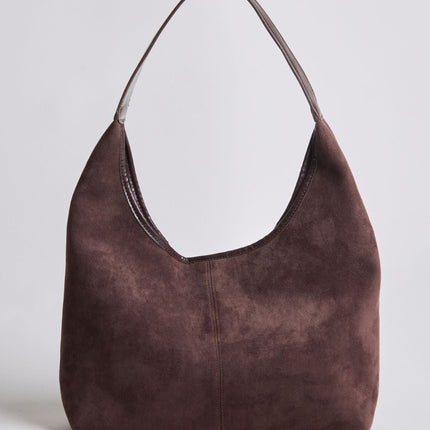 Black Suede Shoulder Bag – Minimalist & Spacious Design
