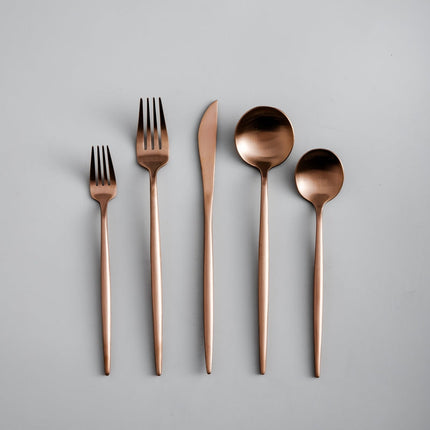 Elegant Gold Stainless Steel Flatware Set – 24-Piece Service for 6 | Dishwasher Safe