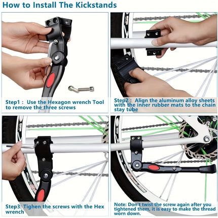 Adjustable Aluminum Bike Kickstand – Universal Side Stand for 12" to 29" Bicycles