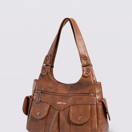 Vegan Leather Shoulder Bag with Multiple Pockets – Practical & Stylish