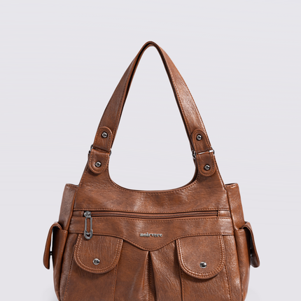 Vegan Leather Shoulder Bag with Multiple Pockets – Practical & Stylish
