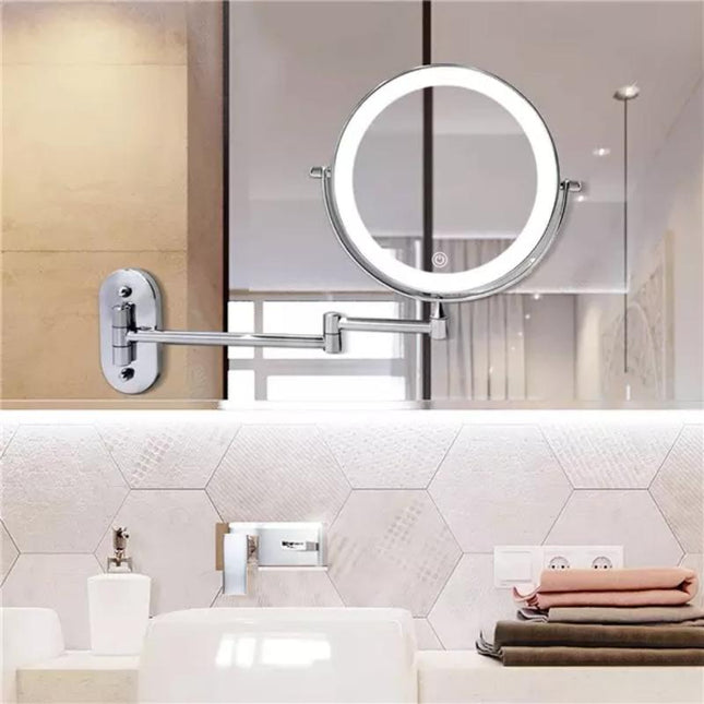 Rechargeable LED Makeup Mirror with 5x Magnification & Adjustable Lighting – Portable Vanity Mirror 7.9"