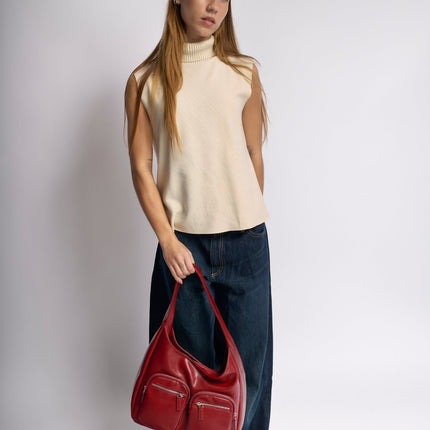 Modern Shoulder Bag with Front Pockets – Vegan Leather