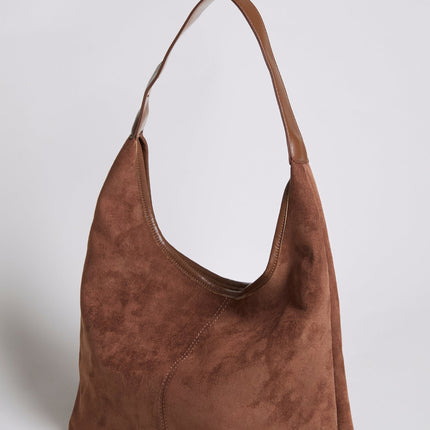 Black Suede Shoulder Bag – Minimalist & Spacious Design