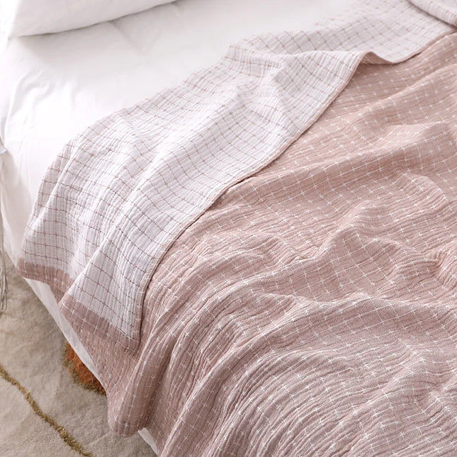 Soft Cotton Throw Blanket with Plaid Pattern – Lightweight, Breathable & Stylish Plaid for Bed and Sofa