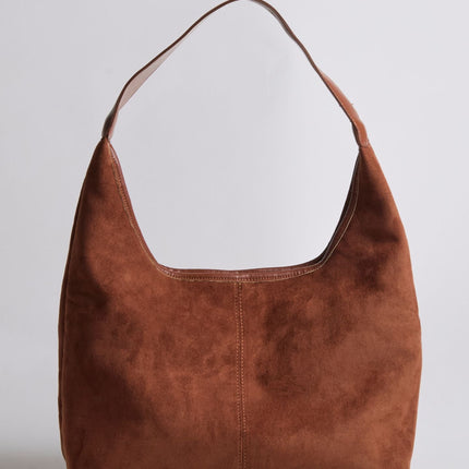 Black Suede Shoulder Bag – Minimalist & Spacious Design