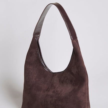 Black Suede Shoulder Bag – Minimalist & Spacious Design