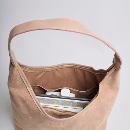 Black Suede Shoulder Bag – Minimalist & Spacious Design
