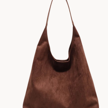 Elegant Faux Suede Shoulder Bag – Lightweight Spacious Handbag for Women