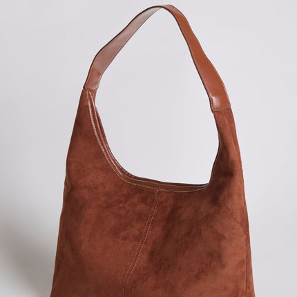 Black Suede Shoulder Bag – Minimalist & Spacious Design
