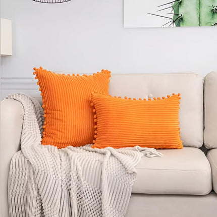 Corduroy Throw Pillow – Soft Ribbed Velvet Cushion Cover for Sofa & Bed – Multiple Trendy Colors