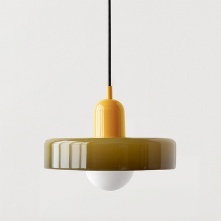 Modern Bauhaus Glass Pendant Light 9.8" – Artistic Colored Glass Hanging Lamp for Dining or Living Room