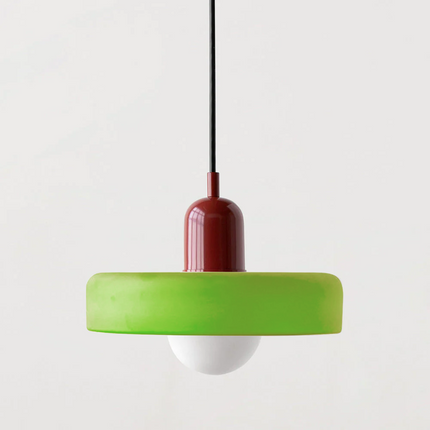Modern Bauhaus Glass Pendant Light 9.8" – Artistic Colored Glass Hanging Lamp for Dining or Living Room