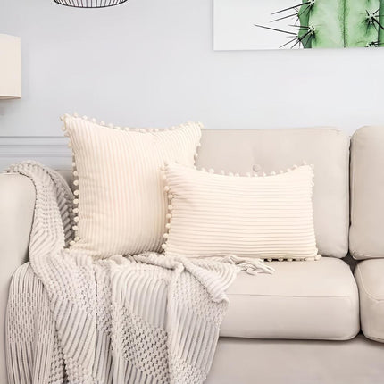 Corduroy Throw Pillow – Soft Ribbed Velvet Cushion Cover for Sofa & Bed – Multiple Trendy Colors