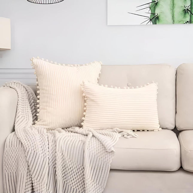 Corduroy Throw Pillow – Soft Ribbed Velvet Cushion Cover for Sofa & Bed – Multiple Trendy Colors