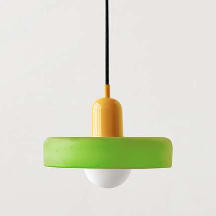 Modern Bauhaus Glass Pendant Light 9.8" – Artistic Colored Glass Hanging Lamp for Dining or Living Room