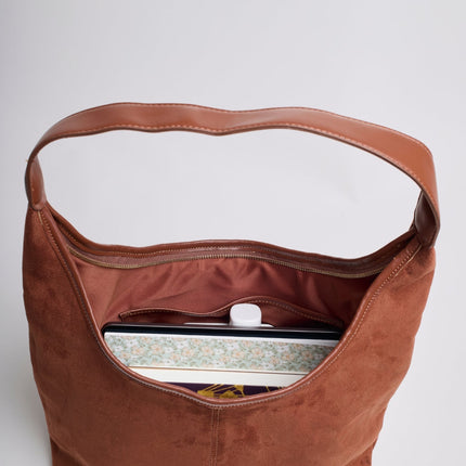 Black Suede Shoulder Bag – Minimalist & Spacious Design