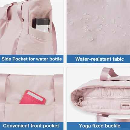 Black Tote Bag with Yoga Mat Holder – Water-Resistant & Laptop Compartment – Perfect for Gym, Work, or Beach