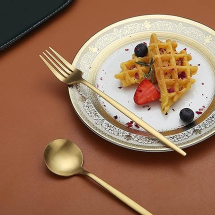 Elegant Gold Stainless Steel Flatware Set – 24-Piece Service for 6 | Dishwasher Safe