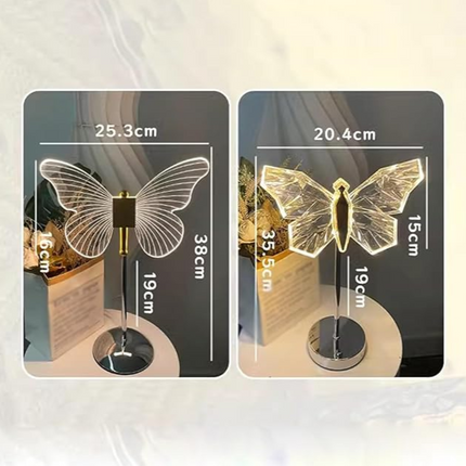 Crystal Wings Butterfly Table Lamp 13.8" x 9.8" – Elegant Crystal Light for Living Room or Bedroom Décor