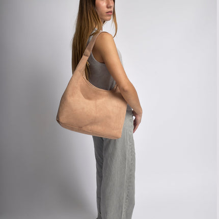 Black Suede Shoulder Bag – Minimalist & Spacious Design