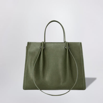 Black Leather Shopper Bag – Minimalist Tote, Spacious Work & Daily Carry
