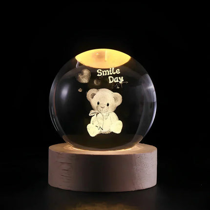 3D Crystal Ball LED Night Light – Warm White USB Lamp with Galaxy Design | Perfect Gift for Space Lovers
