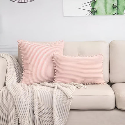 Corduroy Throw Pillow – Soft Ribbed Velvet Cushion Cover for Sofa & Bed – Multiple Trendy Colors